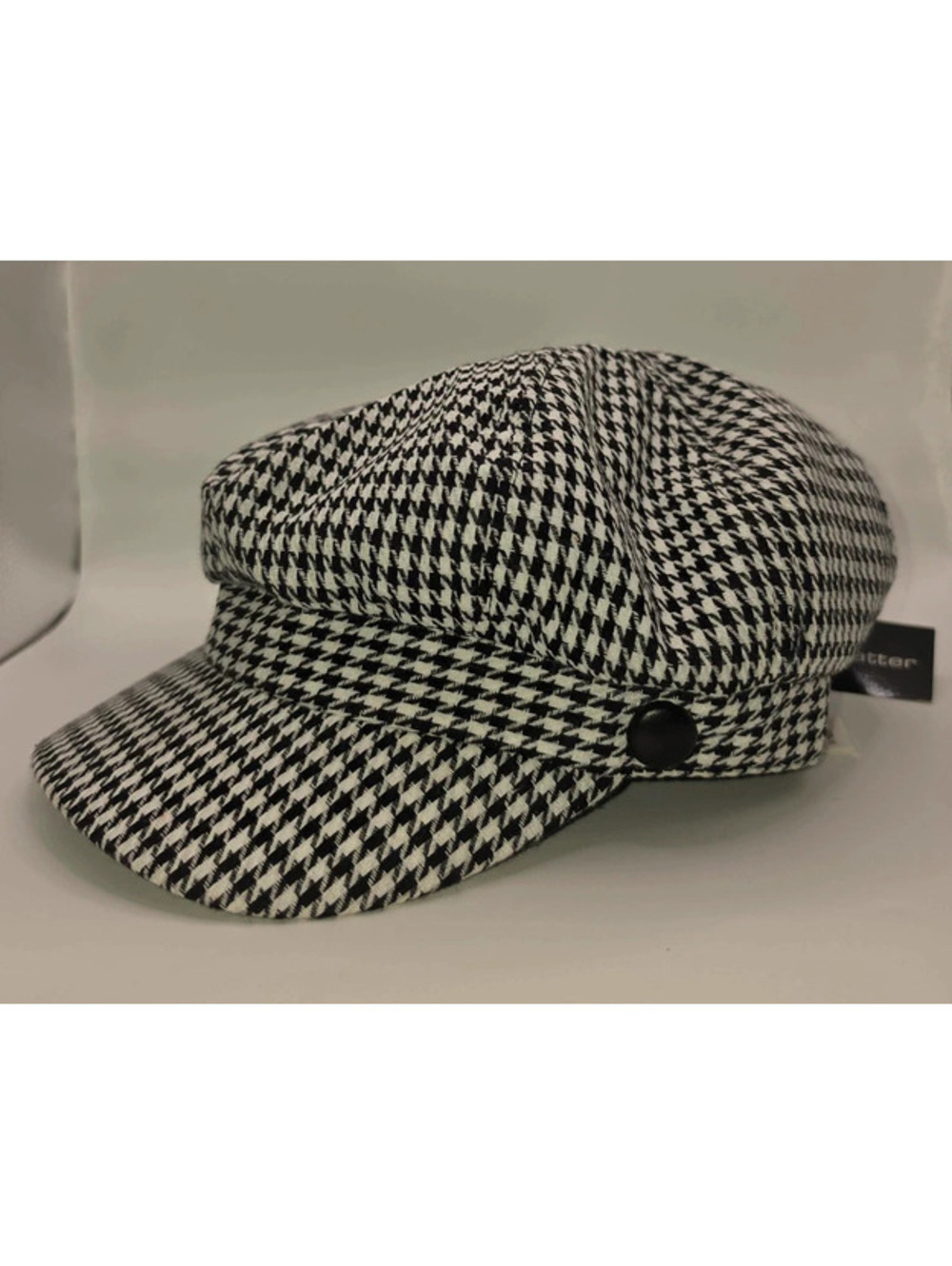 NWT Madd Hatter Houndstooth Newsboy Cap - Black & White Baker Women Hat